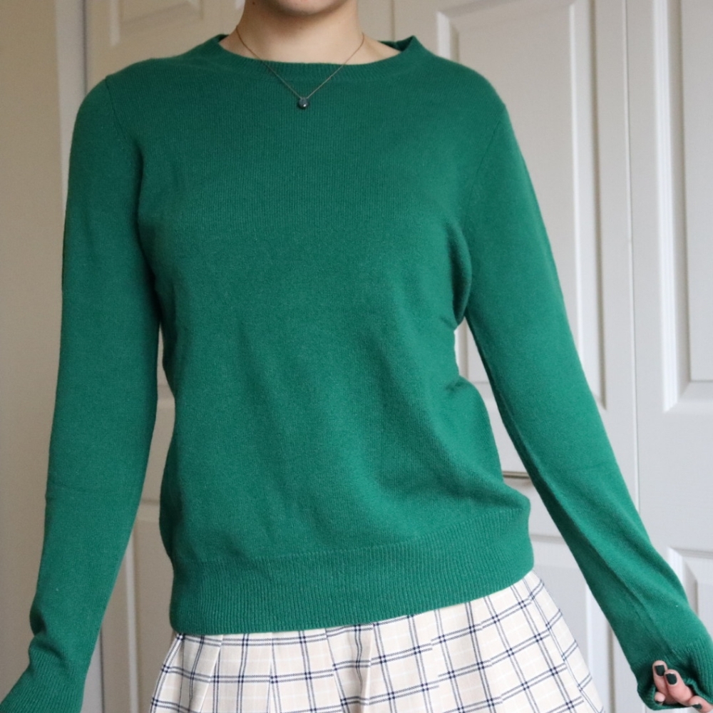 Green Cashmere Crewneck Sweater